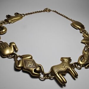 Vintage Laurel Burch Bronze Tone Egyptian Design Statement Necklace